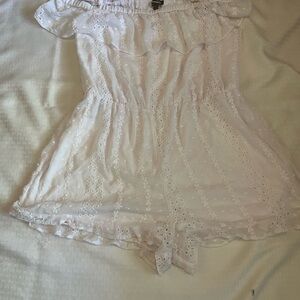 Express White Floral Lace Top